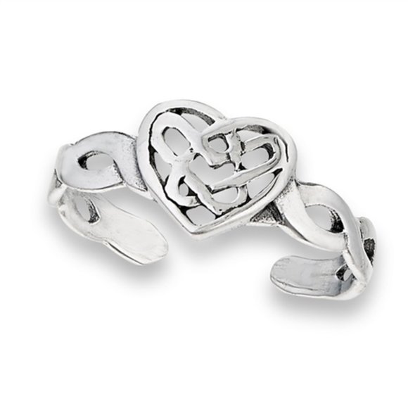 NWT-Sterling Silver (925) Celtic Heart Toe Ring - Picture 7 of 7